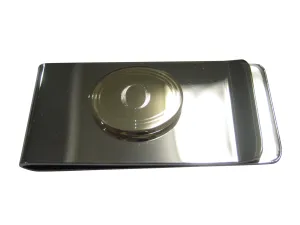 Gold Toned Etched Oval Letter O Monogram Money Clip
