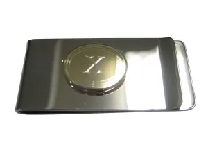 Gold Toned Etched Oval Letter X Monogram Money Clip