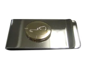 Gold Toned Etched Oval Medical Stethoscope Money Clip