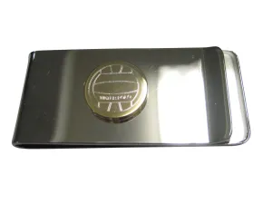 Gold Toned Etched Round Water Polo Ball Money Clip