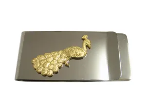 Gold Toned Peacock Bird Pendant Money Clip