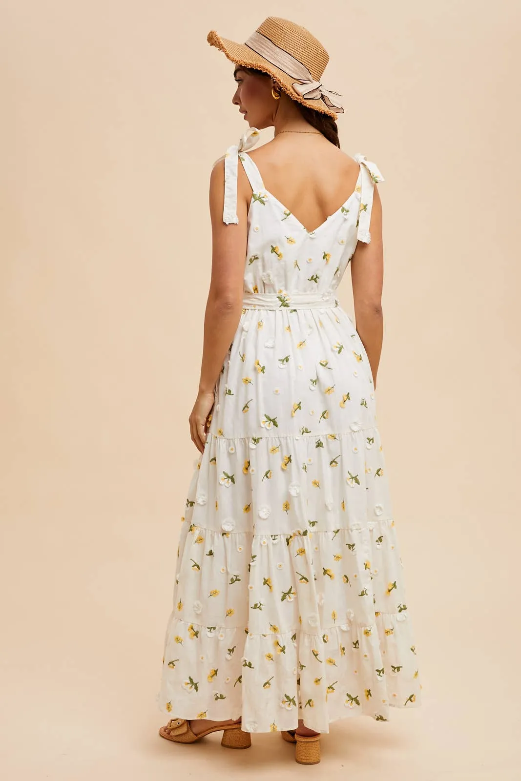 Golden Meadow Embroidered Maxi Dress