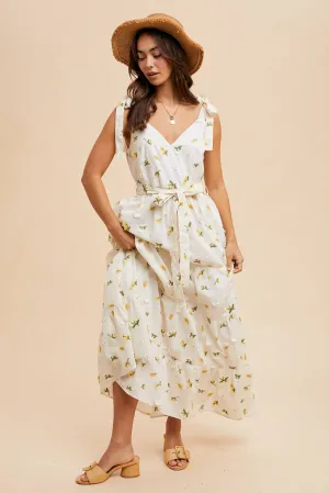 Golden Meadow Embroidered Maxi Dress