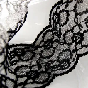 Gorgeous Galloon Black Floral Lace Trim 3" wide