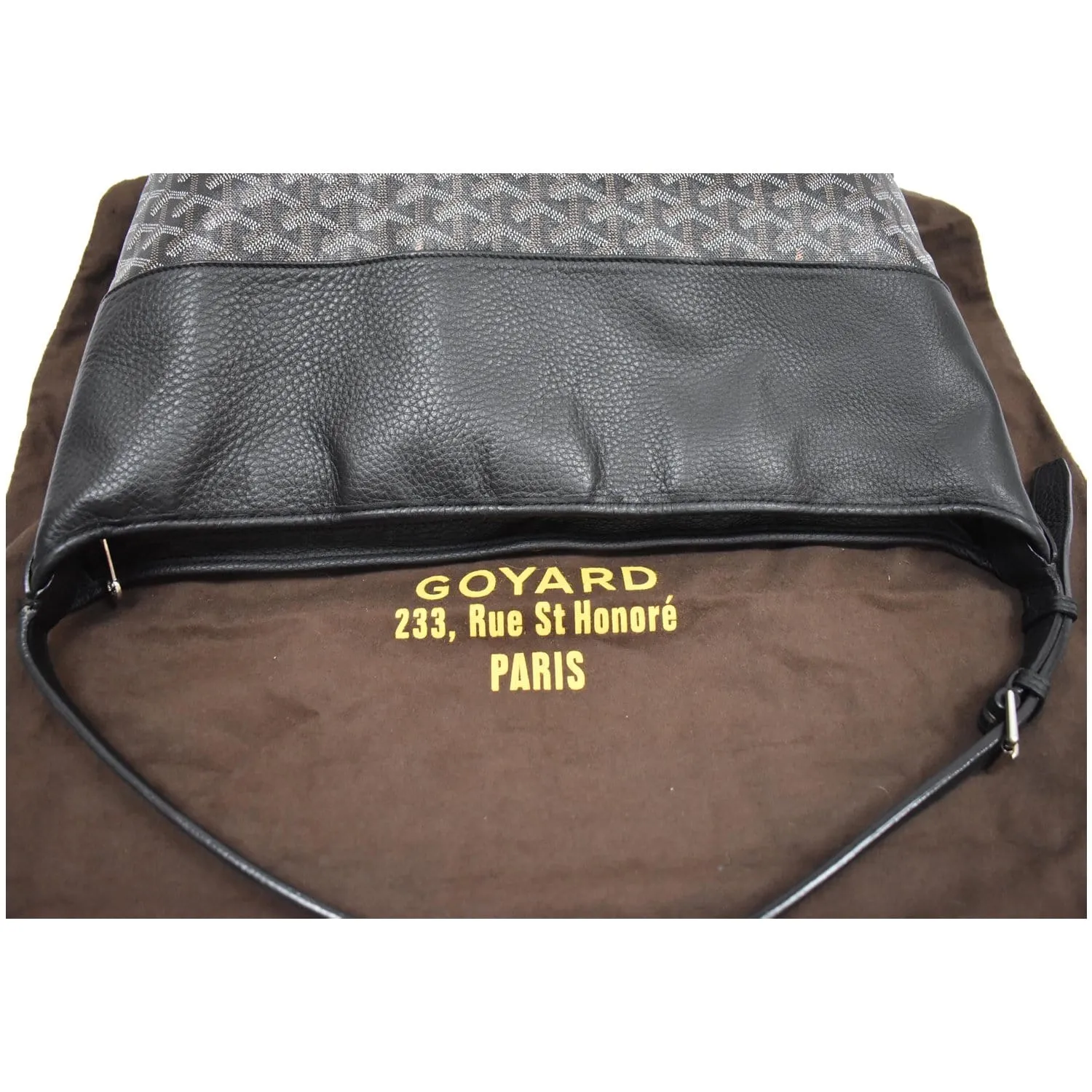 GOYARD Grenadine Chevron Printed Canvas and Leather Hobo Shoulder Bag Black