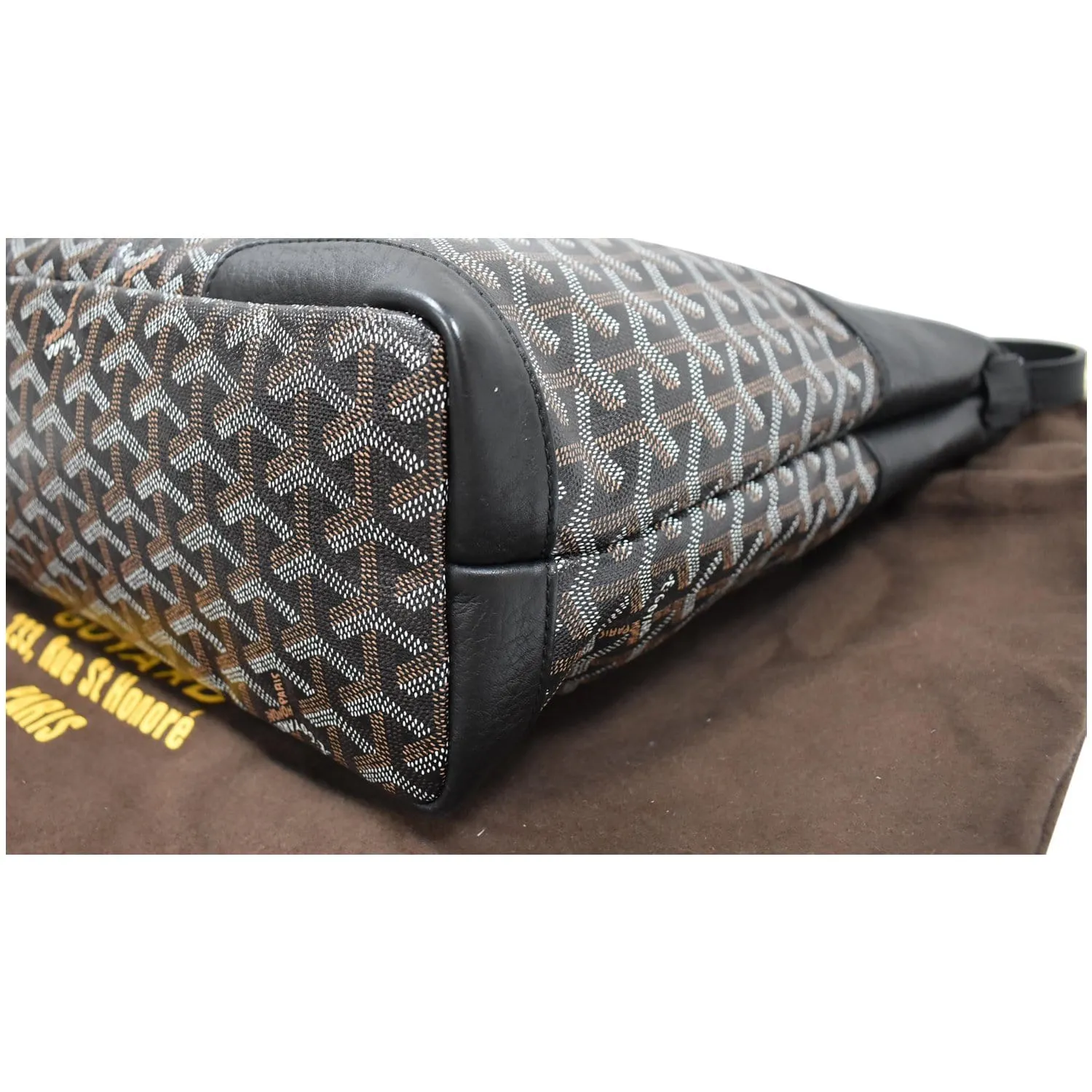 GOYARD Grenadine Chevron Printed Canvas and Leather Hobo Shoulder Bag Black