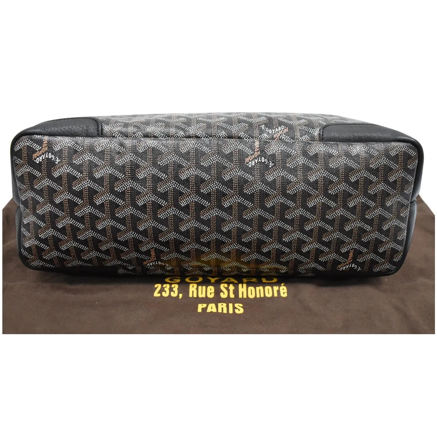 GOYARD Grenadine Chevron Printed Canvas and Leather Hobo Shoulder Bag Black