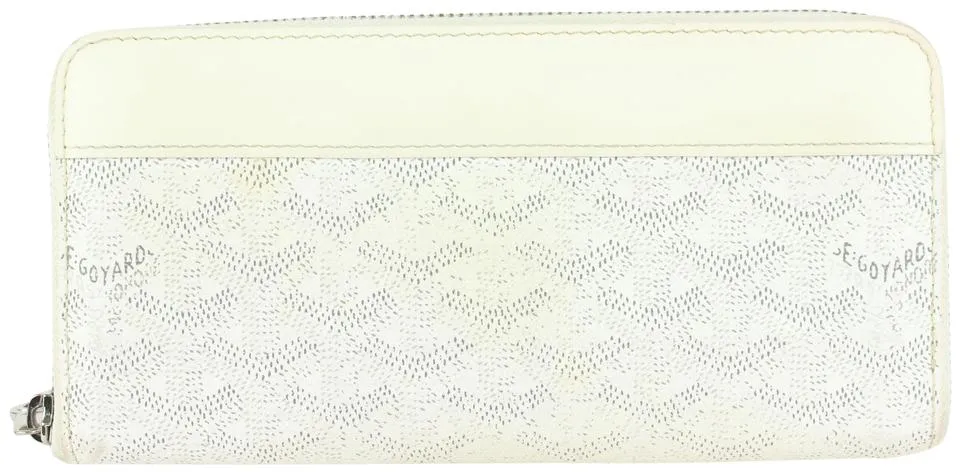 Goyard White Chevron Matignon GM Zip Around Wallet 1020gy39