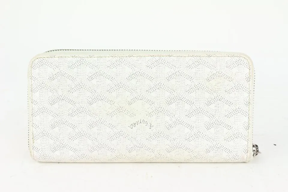 Goyard White Chevron Matignon GM Zip Around Wallet 1020gy39
