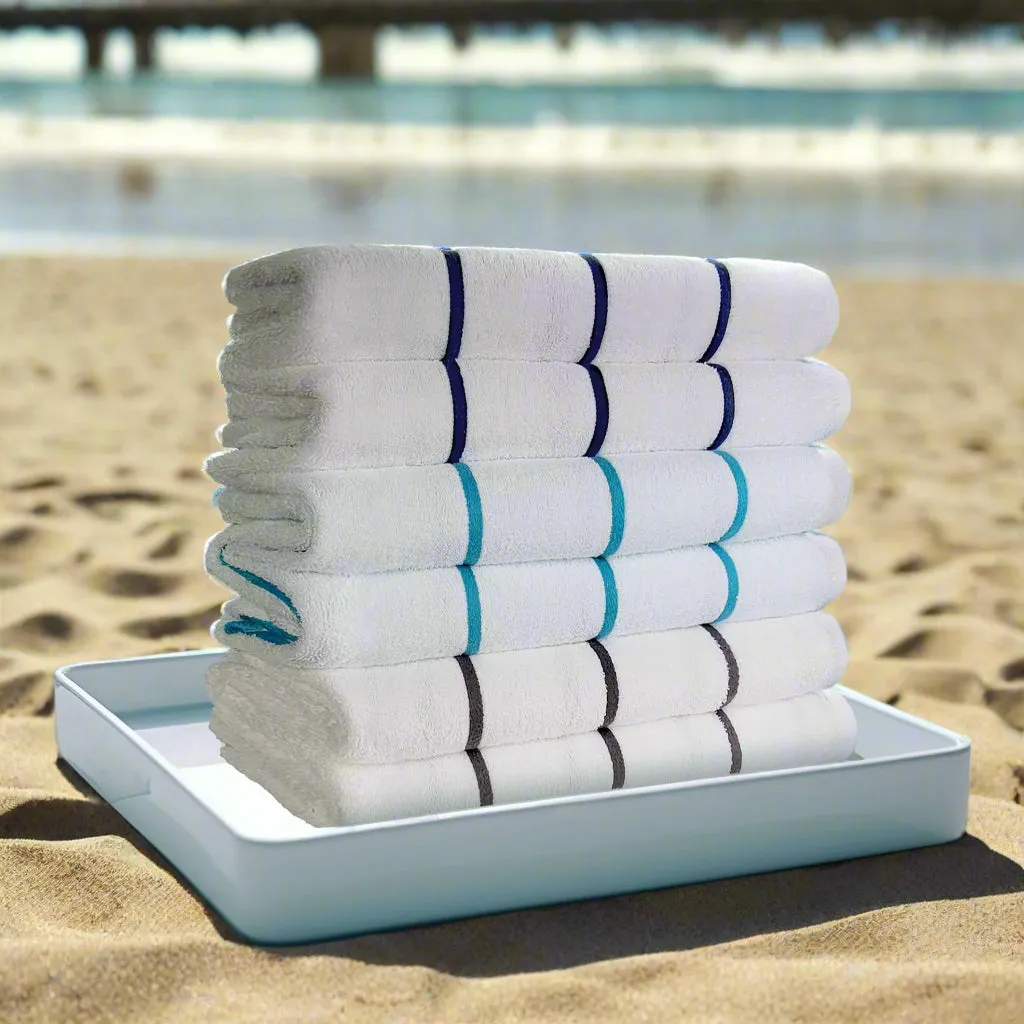 GPH Collection Horizontal Stripes Pool Towels 6 PK