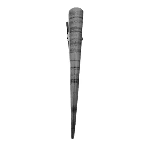 Gray Two Tone Striped Long Hair Clip
