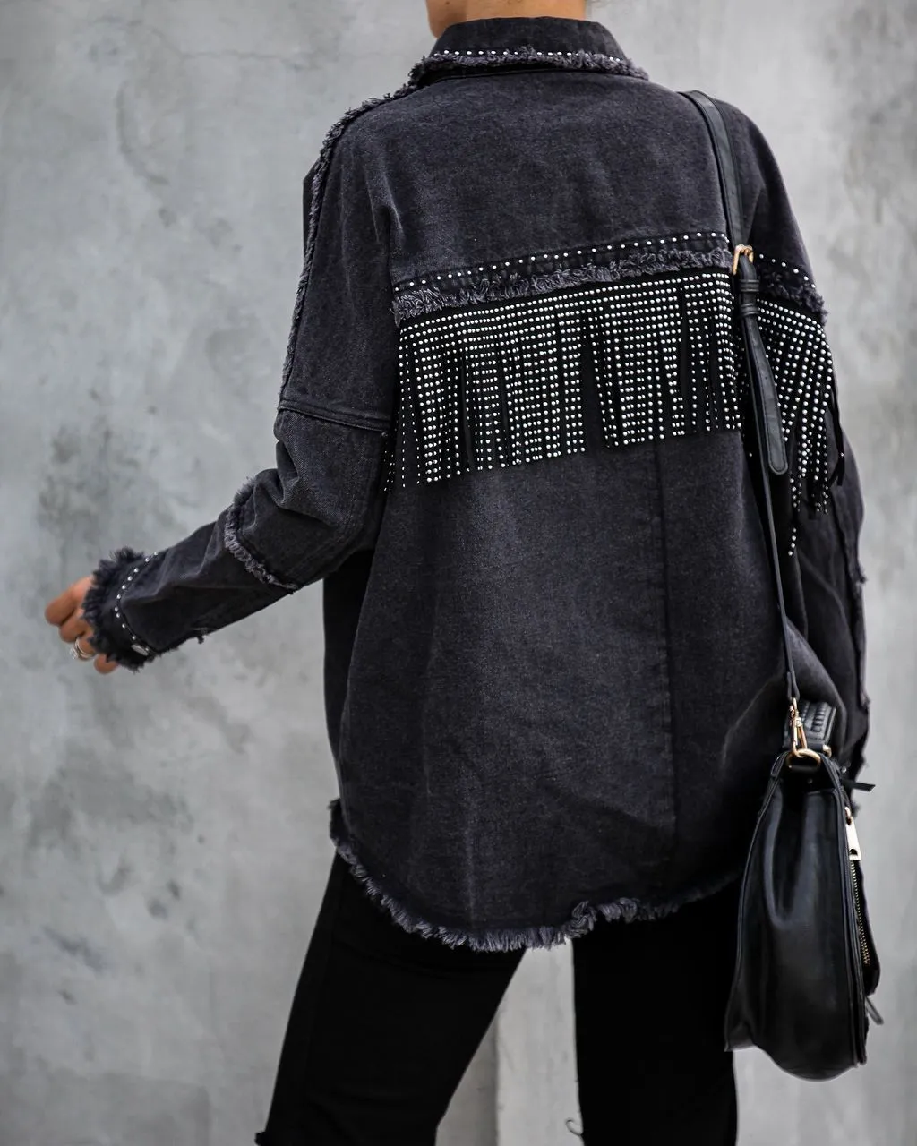 Greatest Hits Studded Fringe Denim Top