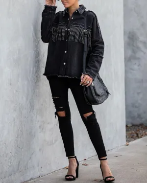 Greatest Hits Studded Fringe Denim Top