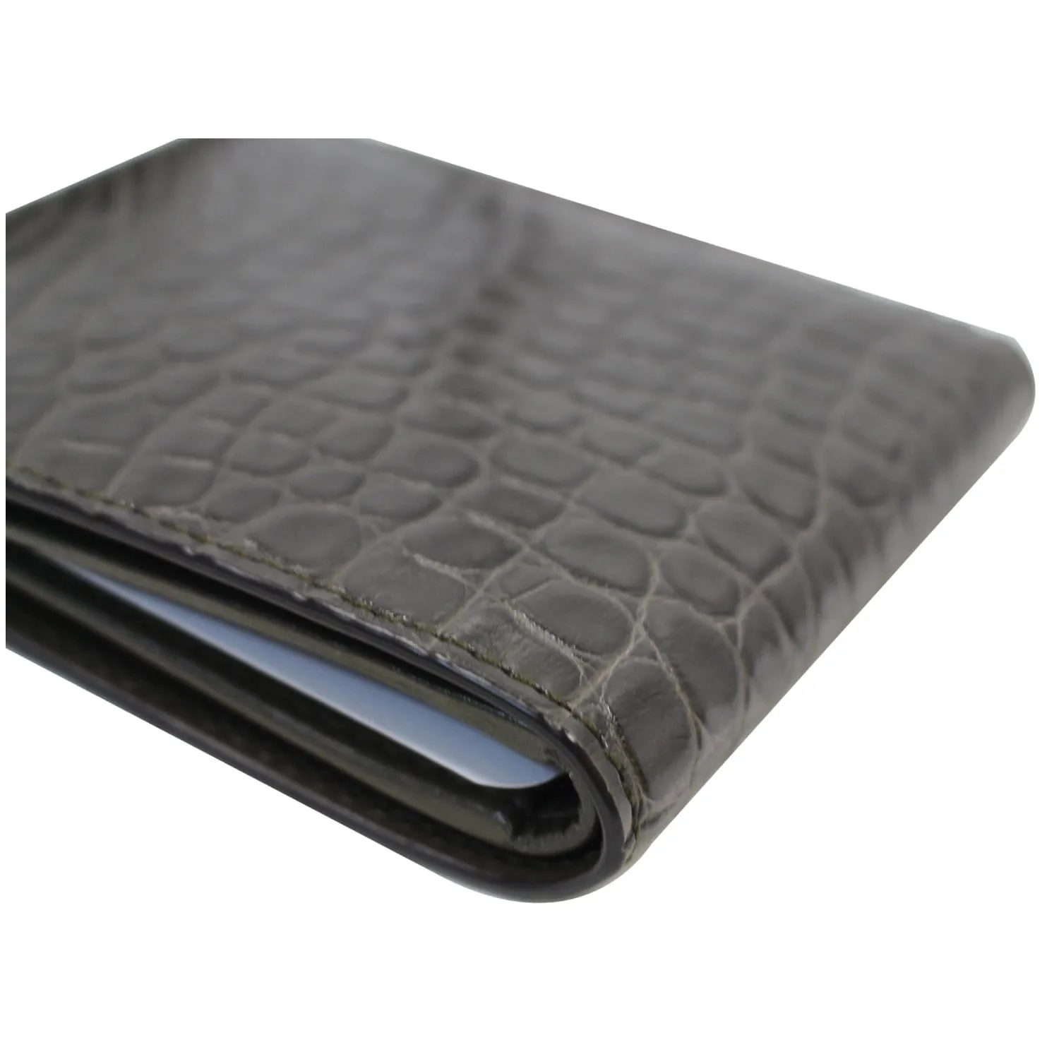 GUCCI Bi-Fold Crocodile Leather Wallet Black 365482 - 25% OFF