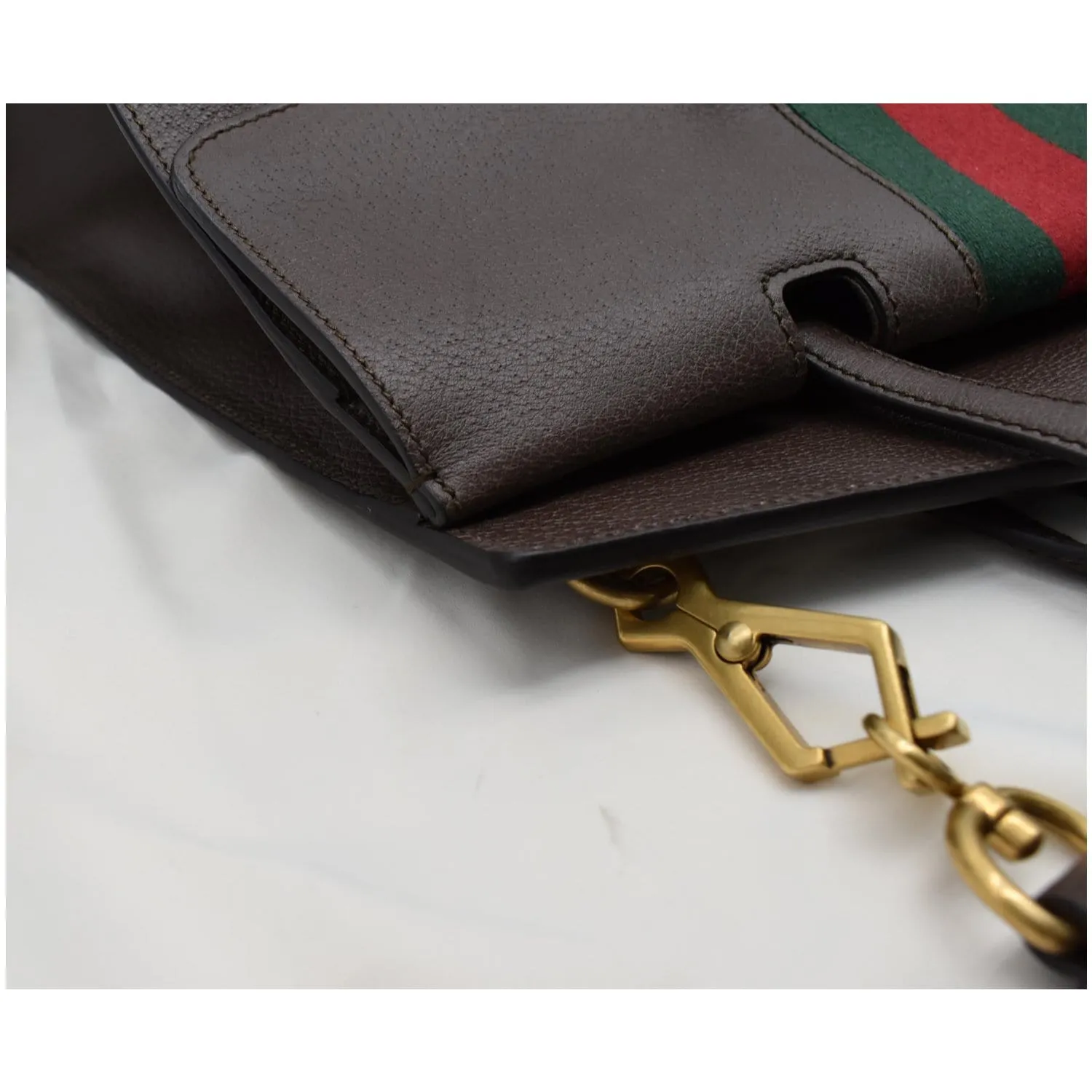GUCCI Butterfly Linea Totem Leather Large Top Handle Shoulder Bag Brown 500772