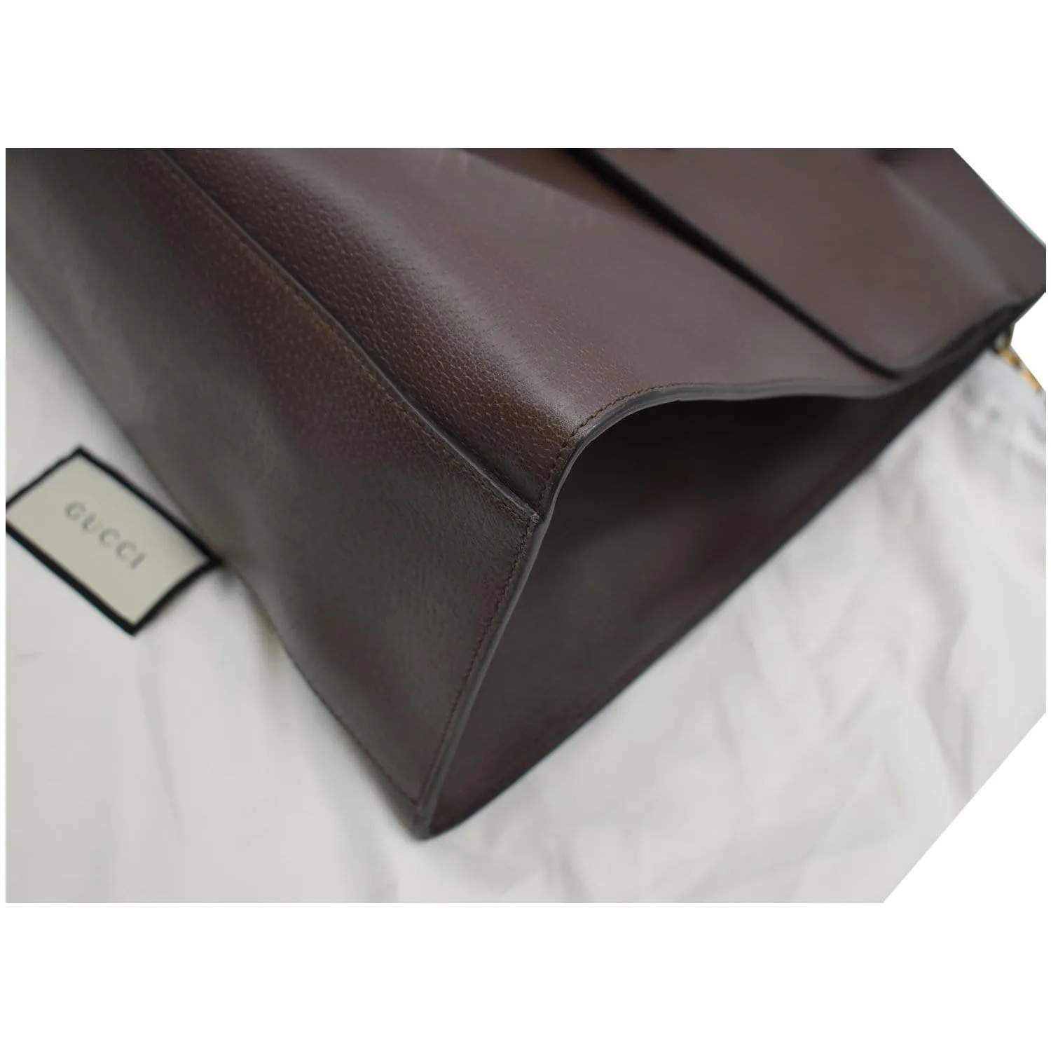GUCCI Butterfly Linea Totem Leather Large Top Handle Shoulder Bag Brown 500772