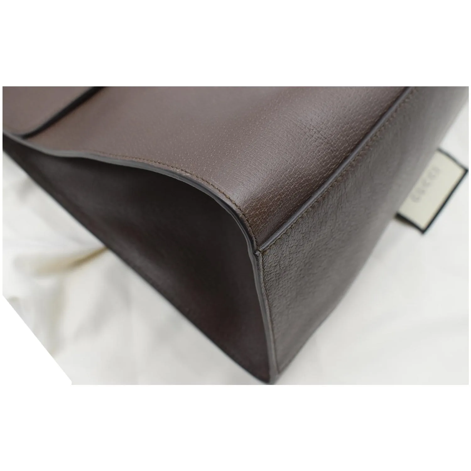 GUCCI Butterfly Linea Totem Leather Large Top Handle Shoulder Bag Brown 500772