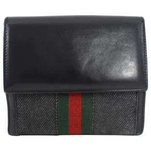 Gucci Denim Bifold Wallet with Web Stripe Detail