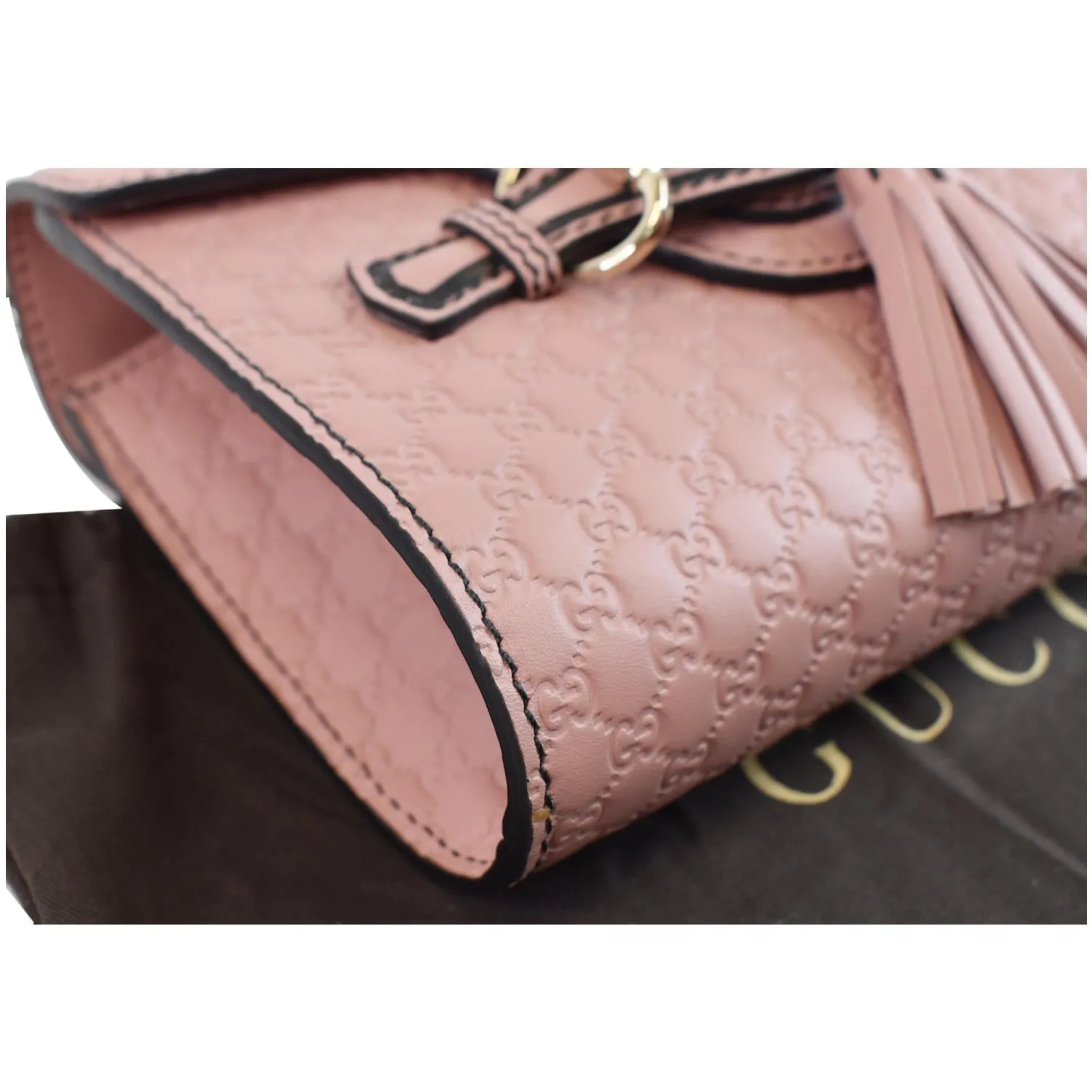 GUCCI Emily Mini Micro GG Guccissima Leather Shoulder Bag Pink 449636