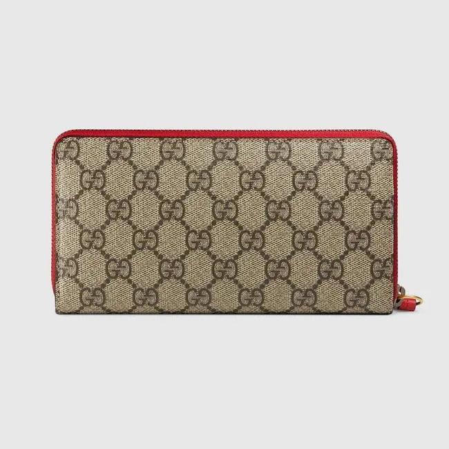 Gucci GG Supreme Canvas Zip Around Wallet with Cherries