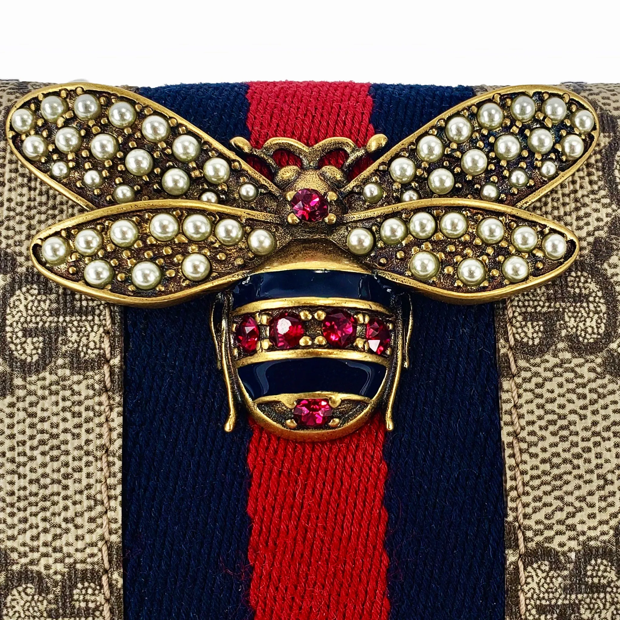Gucci Queen Margaret GG Canvas Mini Wallet in Red