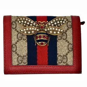 Gucci Queen Margaret GG Canvas Mini Wallet in Red
