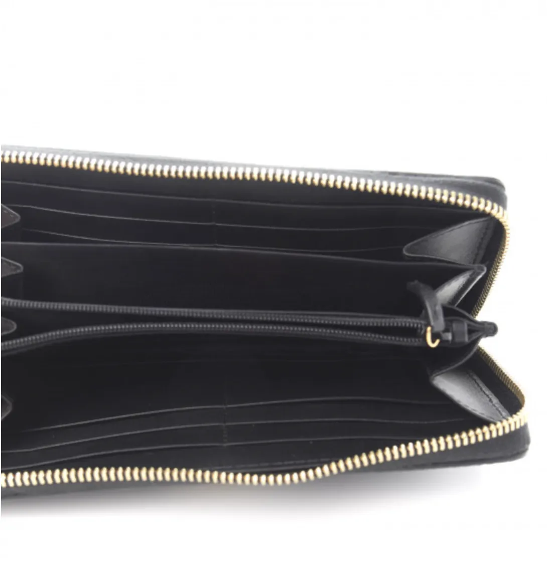 GUCCI Suede Patent GG Web Ophidia Zip Around Wallet in Black
