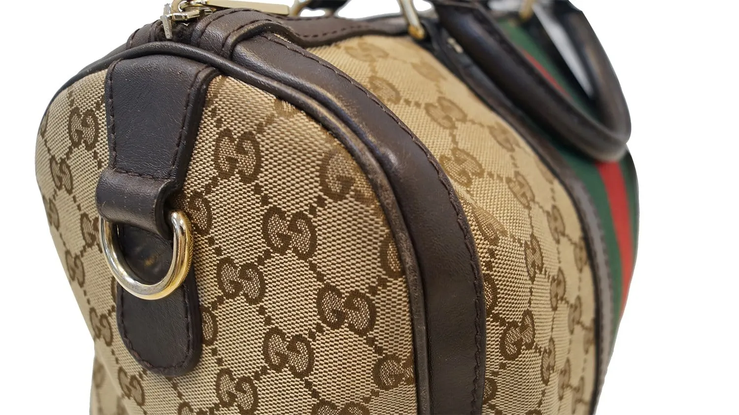GUCCI Vintage Web Medium Original GG Boston Bag with Signature Web