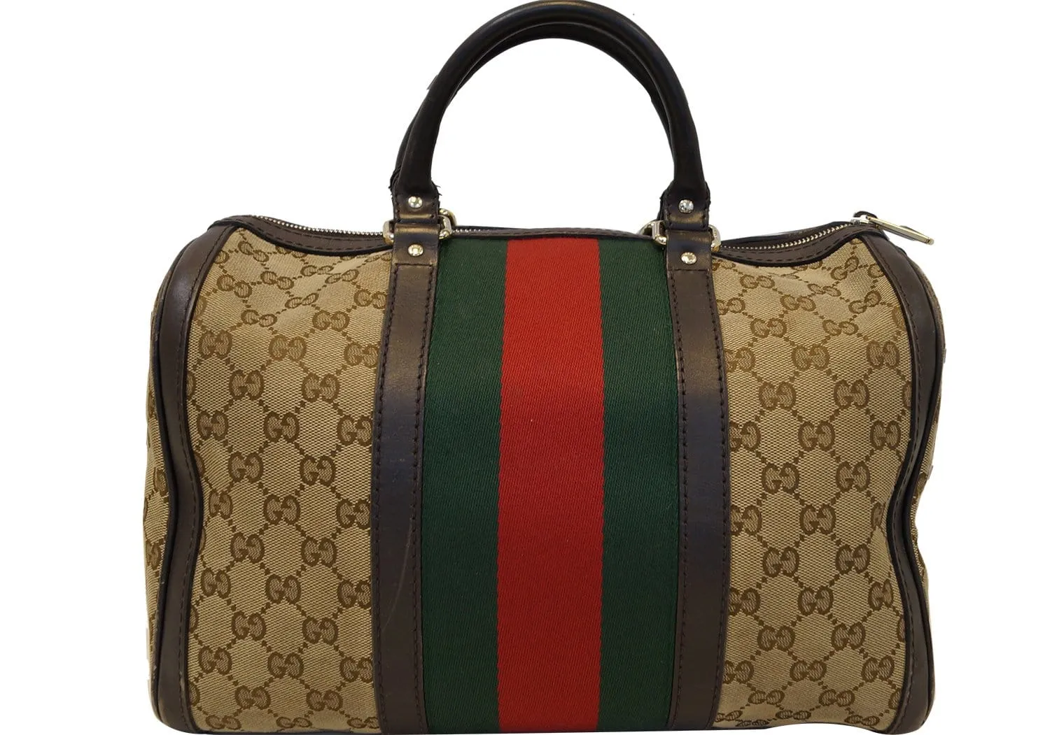 GUCCI Vintage Web Medium Original GG Boston Bag with Signature Web