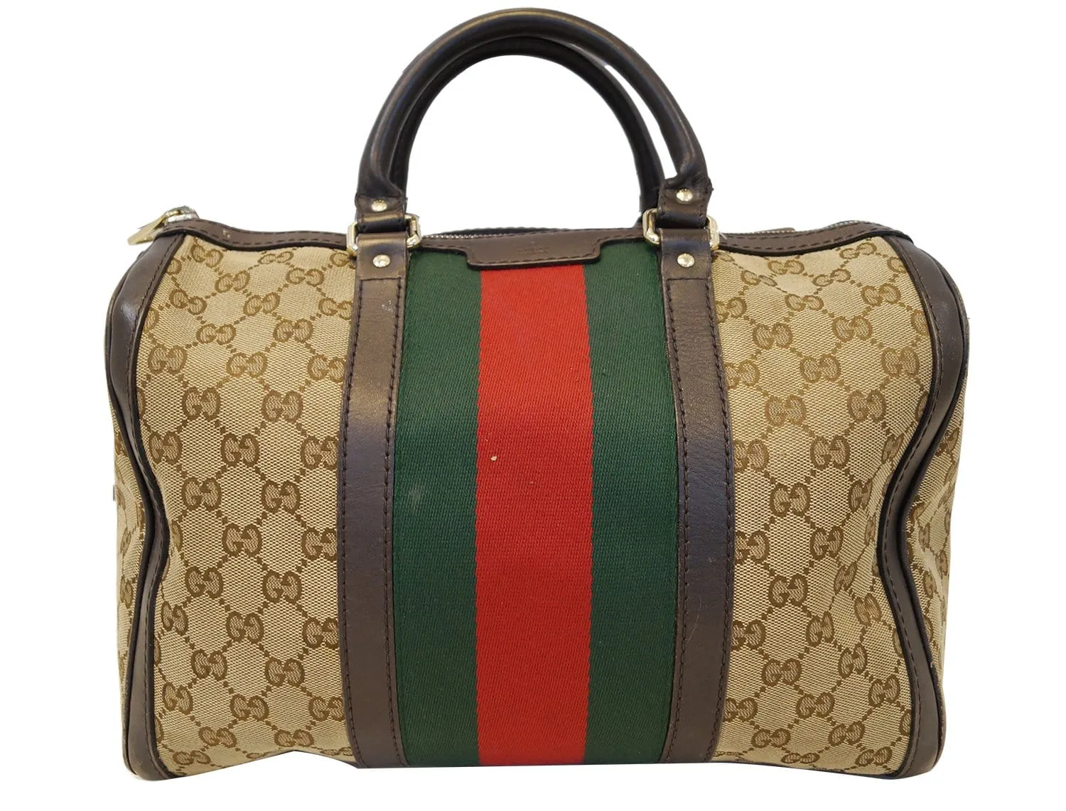 GUCCI Vintage Web Medium Original GG Boston Bag with Signature Web
