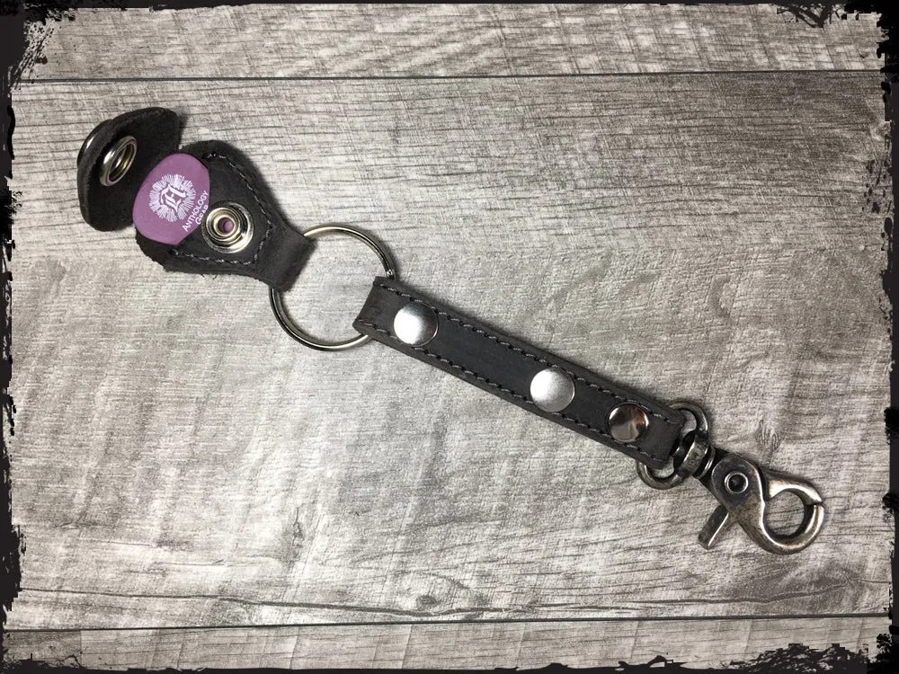 Guitar Pick Key Chain- Aged Steel