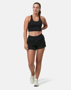 Gym Coffee Workout Shorts (Womens) - Black