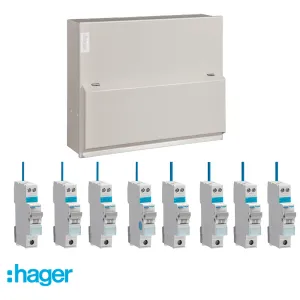 Hager VML108SPDRK 8 Way 100A Main Switch Consumer Unit with T2 SPD (Round Knockouts)   8 RCBOs