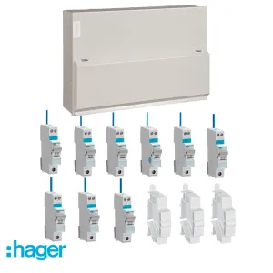 Hager VML112SPD 12 Way 100A Main Switch Consumer Unit with T2 SPD   9 RCBOs & 3x FREE Blanks