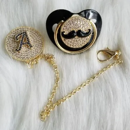 Handmade Crystals Bling Baby Pacifier and Clip