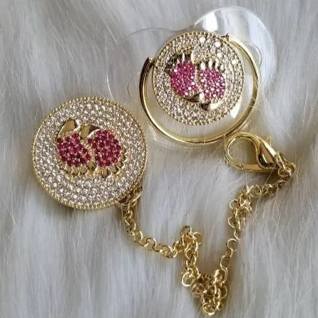 Handmade Crystals Bling Baby Pacifier and Clip
