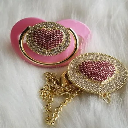 Handmade Crystals Bling Baby Pacifier and Clip