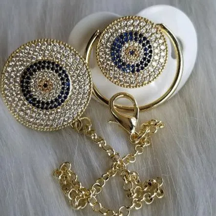 Handmade Crystals Bling Baby Pacifier and Clip