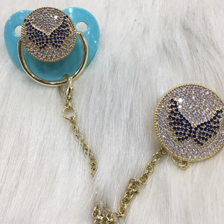 Handmade Crystals Bling Baby Pacifier and Clip