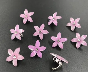 HAPPY00000 14 SC - F   2X2cm  Flower Shape Small Clip (Pink, purple, and white colors) (1X5) per bag
