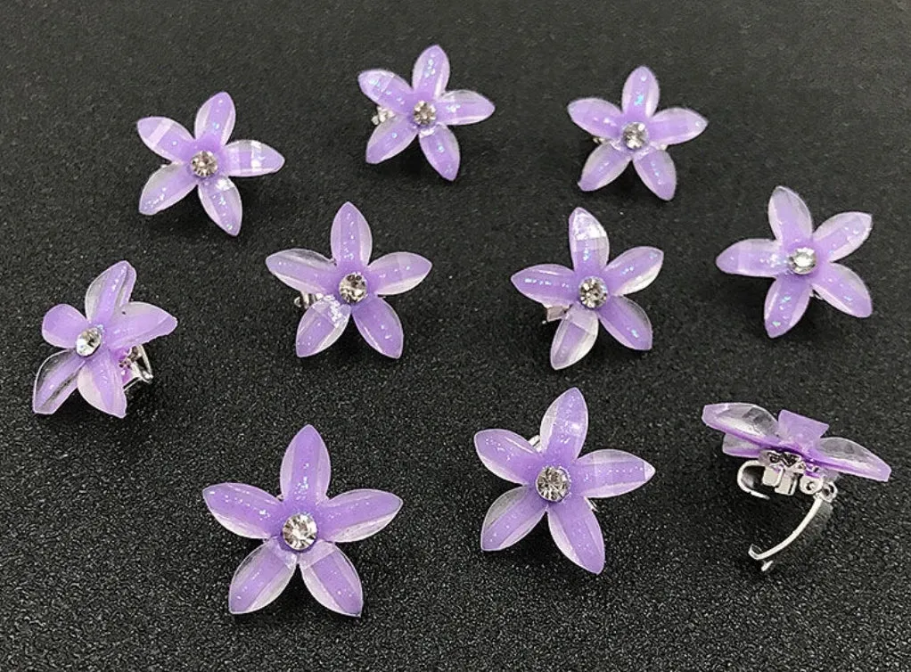 HAPPY00000 14 SC - F   2X2cm  Flower Shape Small Clip (Pink, purple, and white colors) (1X5) per bag