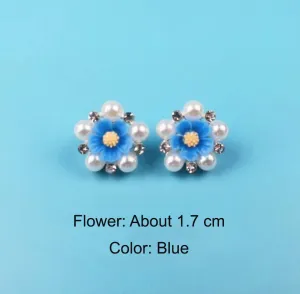 HAPPY00000 15 SC - F   1.7cm Flower Small Clip (Blue, pink, and white colors) (1X6) per bag