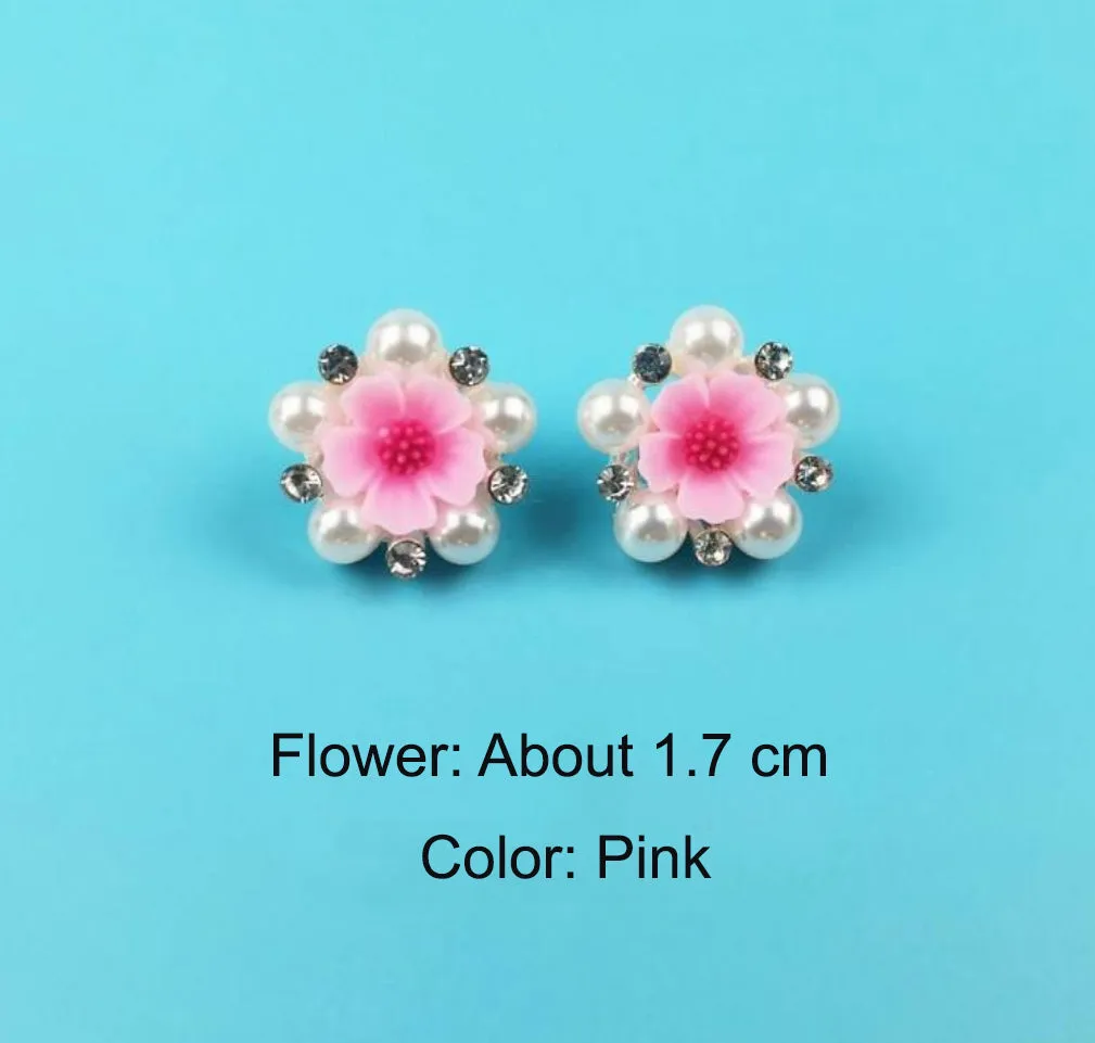 HAPPY00000 15 SC - F   1.7cm Flower Small Clip (Blue, pink, and white colors) (1X6) per bag
