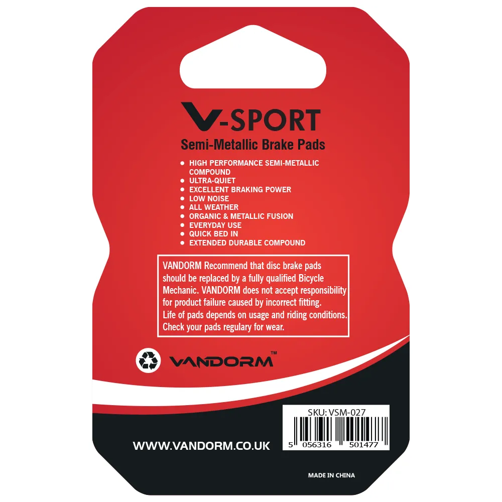 Hayes Stroker, Trail, Vandorm V-SPORT SEMI METALIC Disc Brake Pads