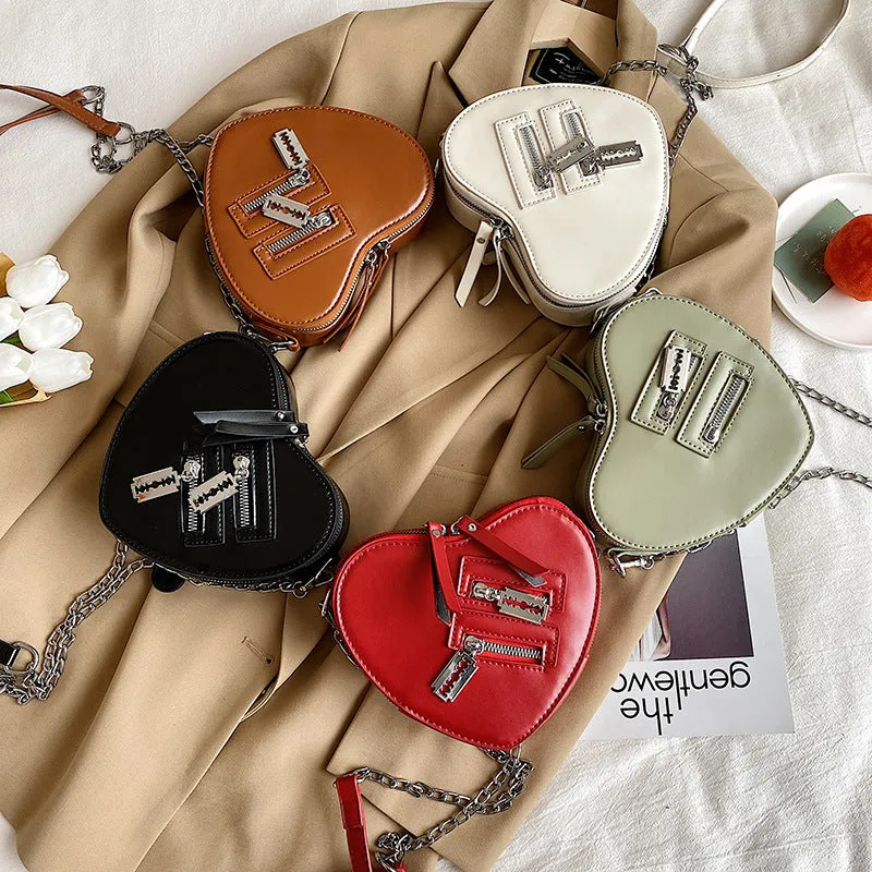 Heart Razor Zipper Shoulder Bag