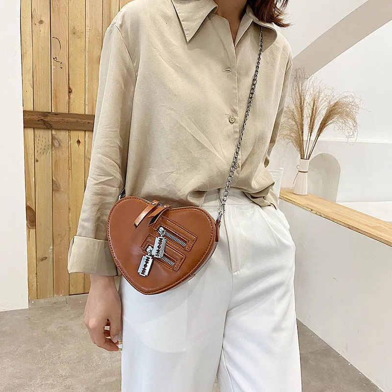 Heart Razor Zipper Shoulder Bag
