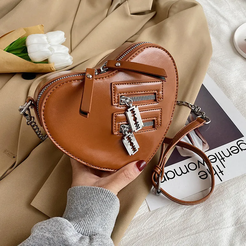 Heart Razor Zipper Shoulder Bag