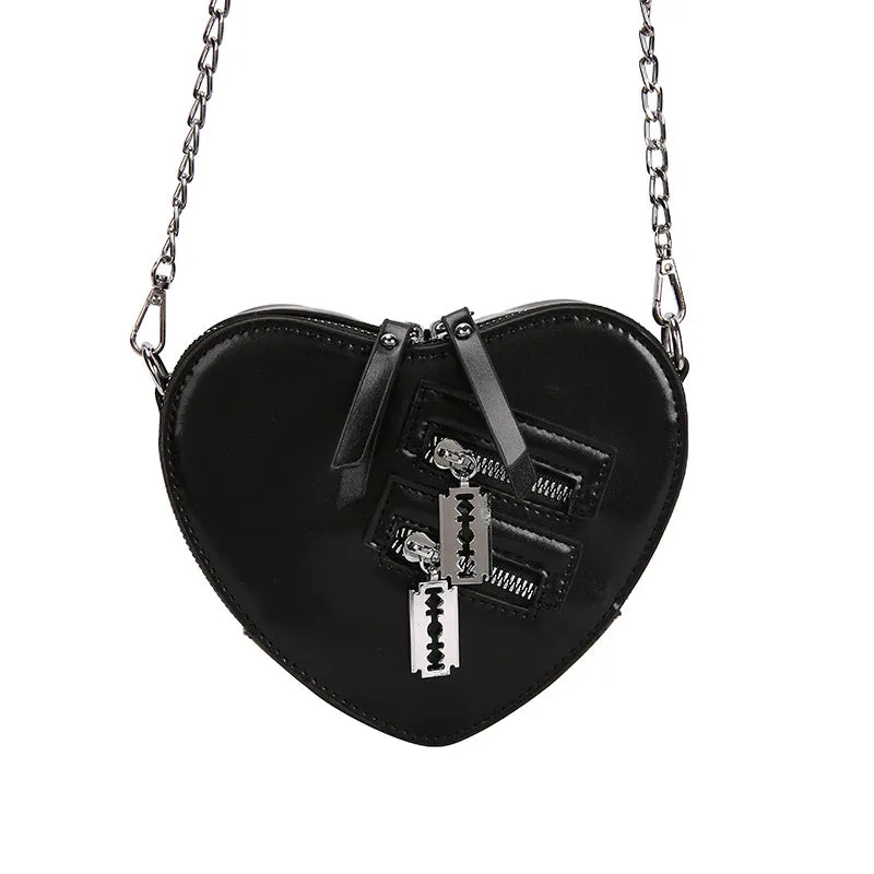 Heart Razor Zipper Shoulder Bag