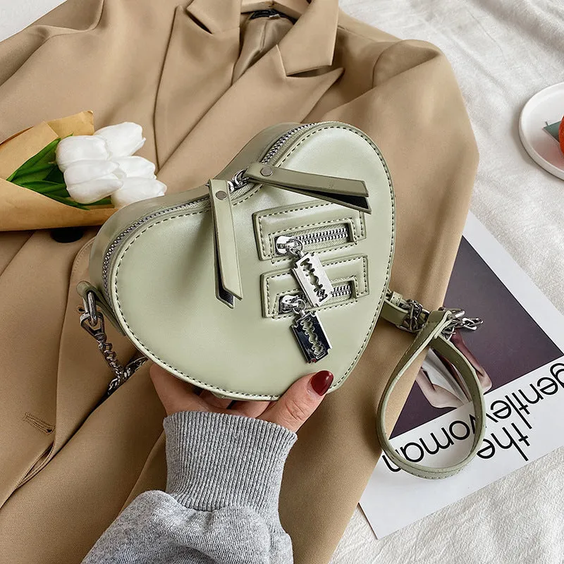 Heart Razor Zipper Shoulder Bag