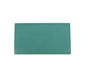 Hermes Citizen Twill Long Wallet (Stamp A) Vert Vertigo Evelyne Color Leather, with Box